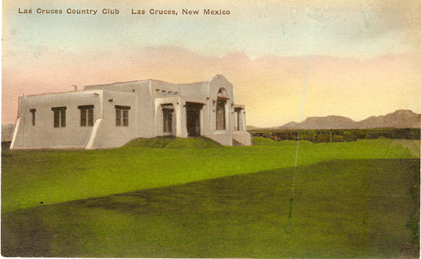 The Las Cruces Country Club Clubhouse, as seen in an early postcard, was recently saved from the wrecking ball when it was discovered by the MVP to be an early Trost & Trost design.