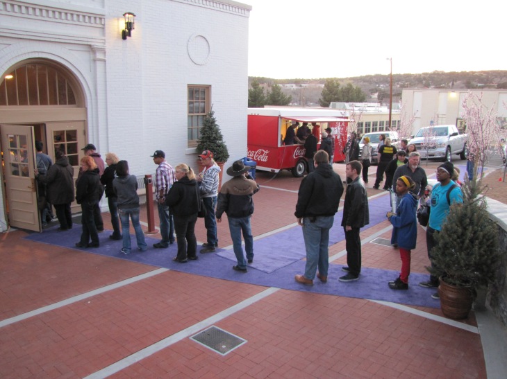 The crowd gathers on the purple carpet outside Light Hall Auditorium on the WNMU campus in Silver City.